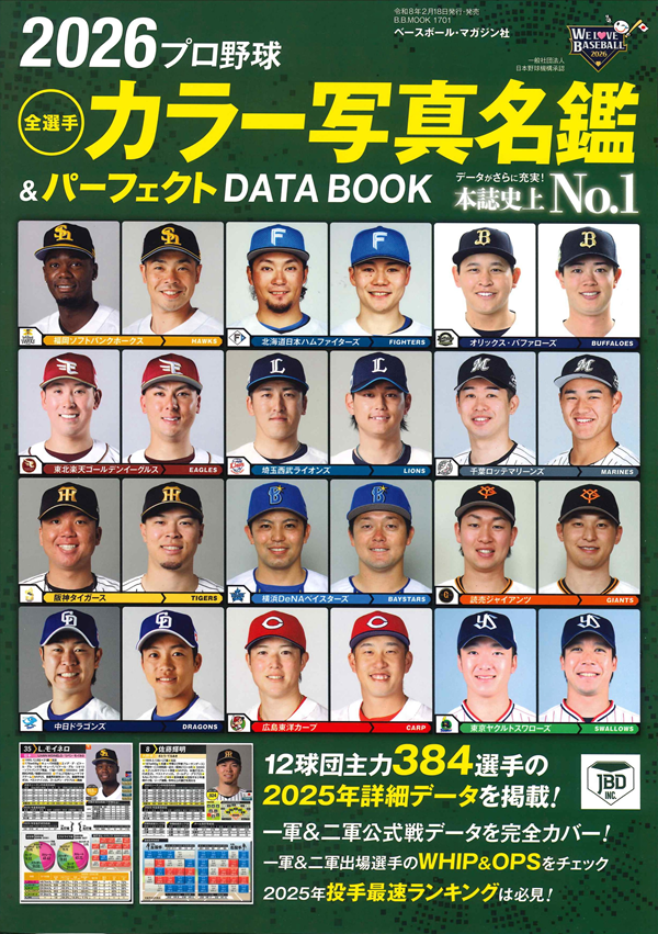 2026プロ野球全選手
カラー写真名鑑&
パーフェクトDATA BOOK