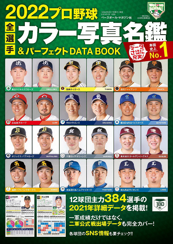 2022プロ野球全選手<br />
カラー写真名鑑&<br />
パーフェクトDATA BOOK