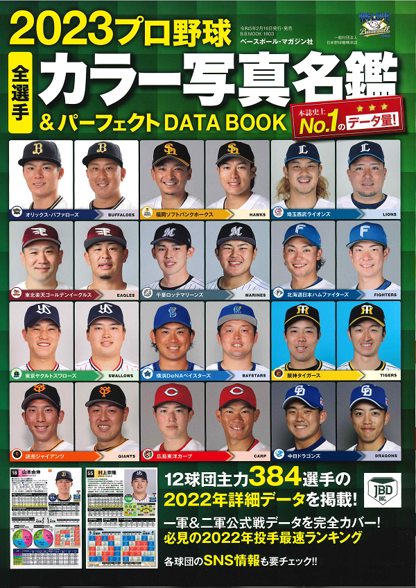 2023プロ野球全選手<br />
カラー写真名鑑&<br />
パーフェクトDATA BOOK