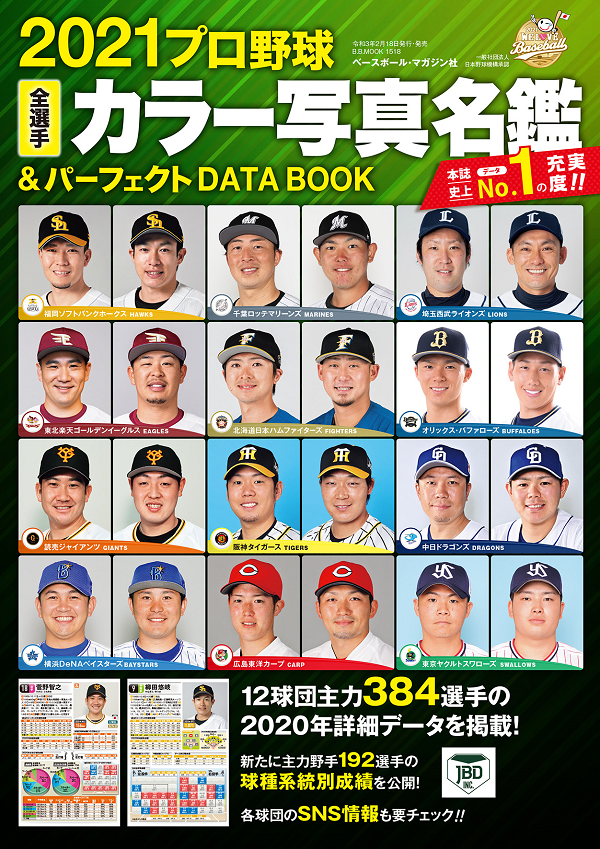 2021プロ野球全選手<br />
カラー写真名鑑&<br />
パーフェクトDATA BOOK